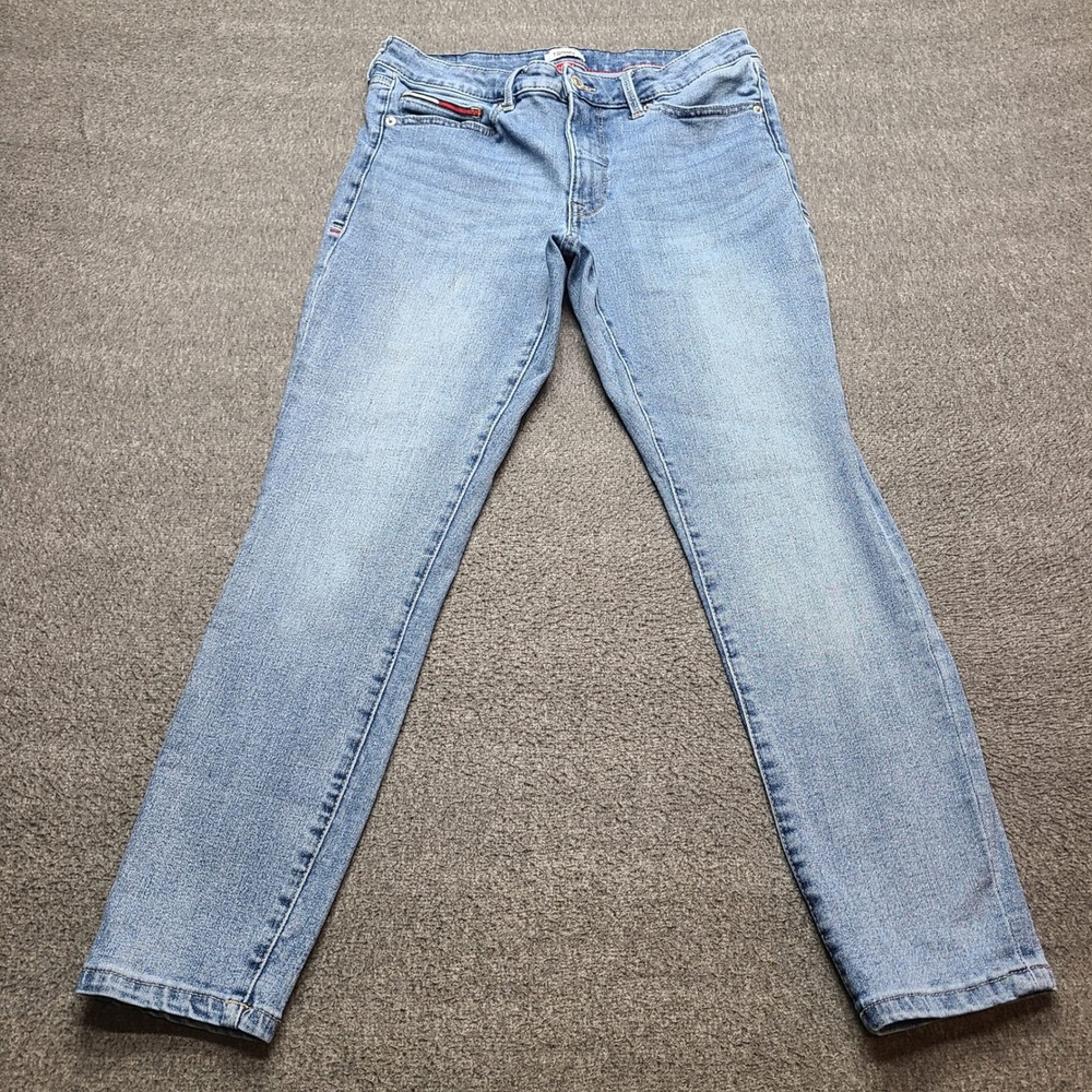 Tommy Jeans Slim Denim Pants Womens 8 W29 Light Blue Excellent Stretch Wash